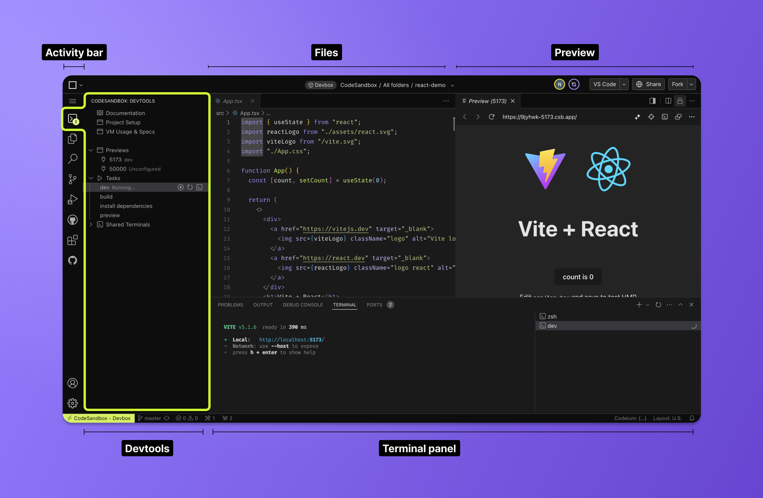 vs code web layout